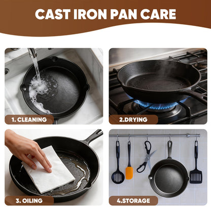 Cast Iron Skillet Set 3-Piece 6 8 10 Inch Pre-Seasoned Non-Stick Heavy Duty Oven Grill Campfire Safe Even Heat for Steak Cornbread Baking – Rustic Kitchen Cookware