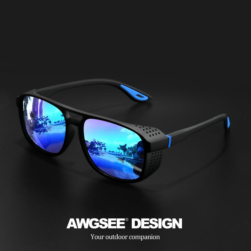 Polarized Steampunk Sports Sunglasses for Men & Women – UV400 HD Lens Cycling Running Fishing Driving Glasses, Durable Side Cutout Frame, Outdoor Athletic Eyewear