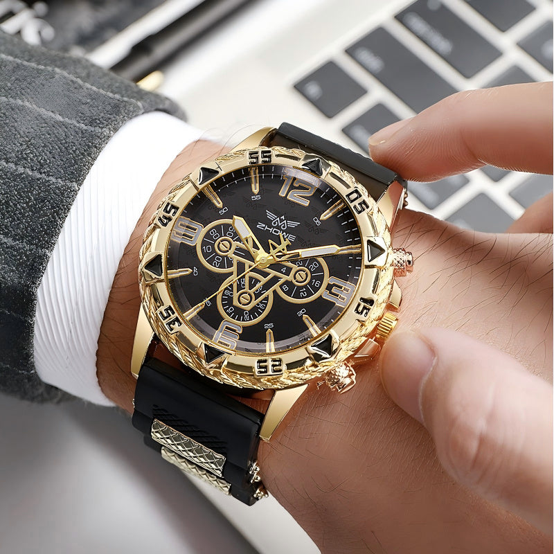 2-Pack Men's Large Dial Silicone Strap Quartz Watch Set Sports Business Casual Wristwatch Round Dial 5 Color Combos Gift for Him