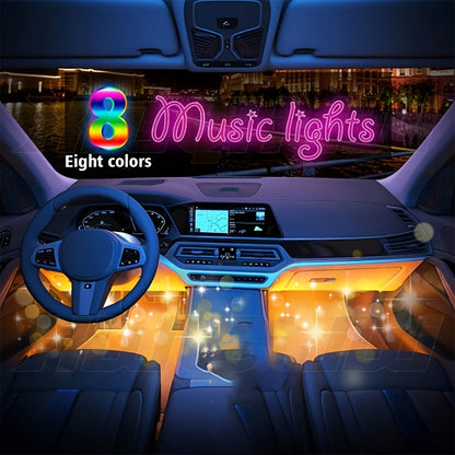 RGB Car LED Interior Light Kit 4-Piece Footwell Underglow Strip Lights, 16 Colors USB Powered with Remote, DIY Ambient Lighting for All Vehicles Cars Trucks SUVs