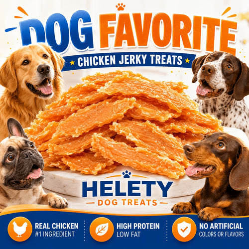 Chicken Jerky Dog Treats - Real Dried Chicken for Dogs, High Protein & Easy to Digest, Healthy Long-Lasting Training Reward Snack for Small, Medium & Large Breed Puppies and Adult Dogs