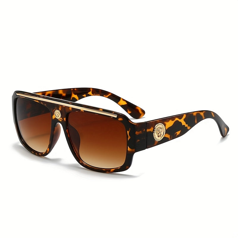 Cyberpunk Oversized Square Sunglasses for Men – Extra Large Frame 139mm+, Black & Gold Metal Trim, Decorative Lens, Futuristic Street Fashion & Cosplay Eyewear