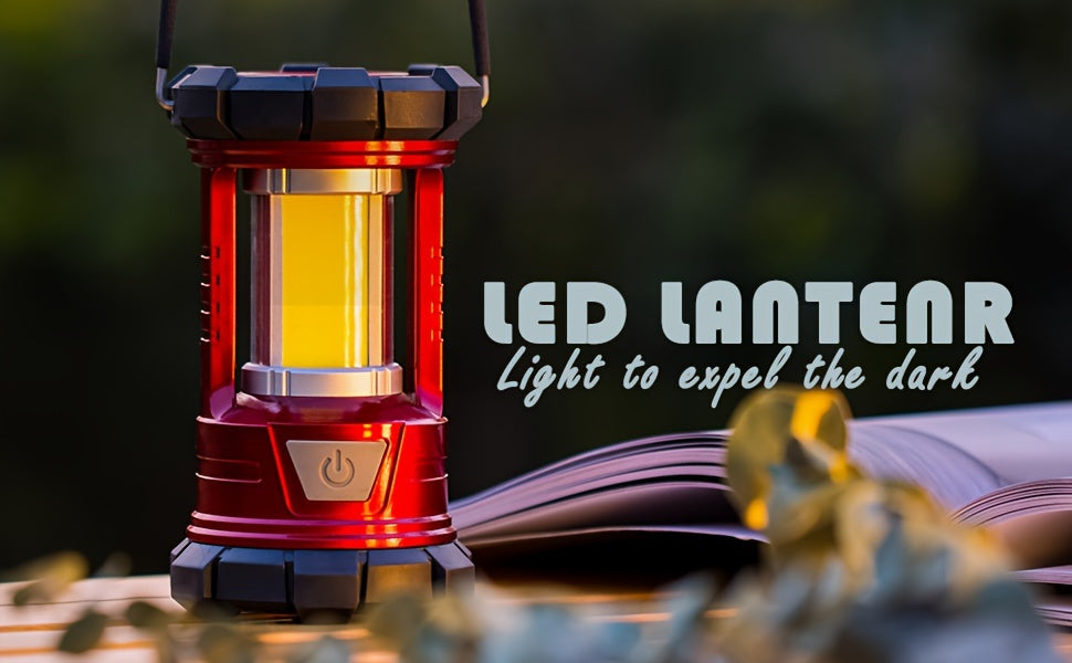 2 Pack Rechargeable Camping Lantern 1500LM LED with Phone Charger, 3 Light Modes, Portable Hurricane Emergency Lantern for Camping, Hiking, Power Outage, Outdoor Survival