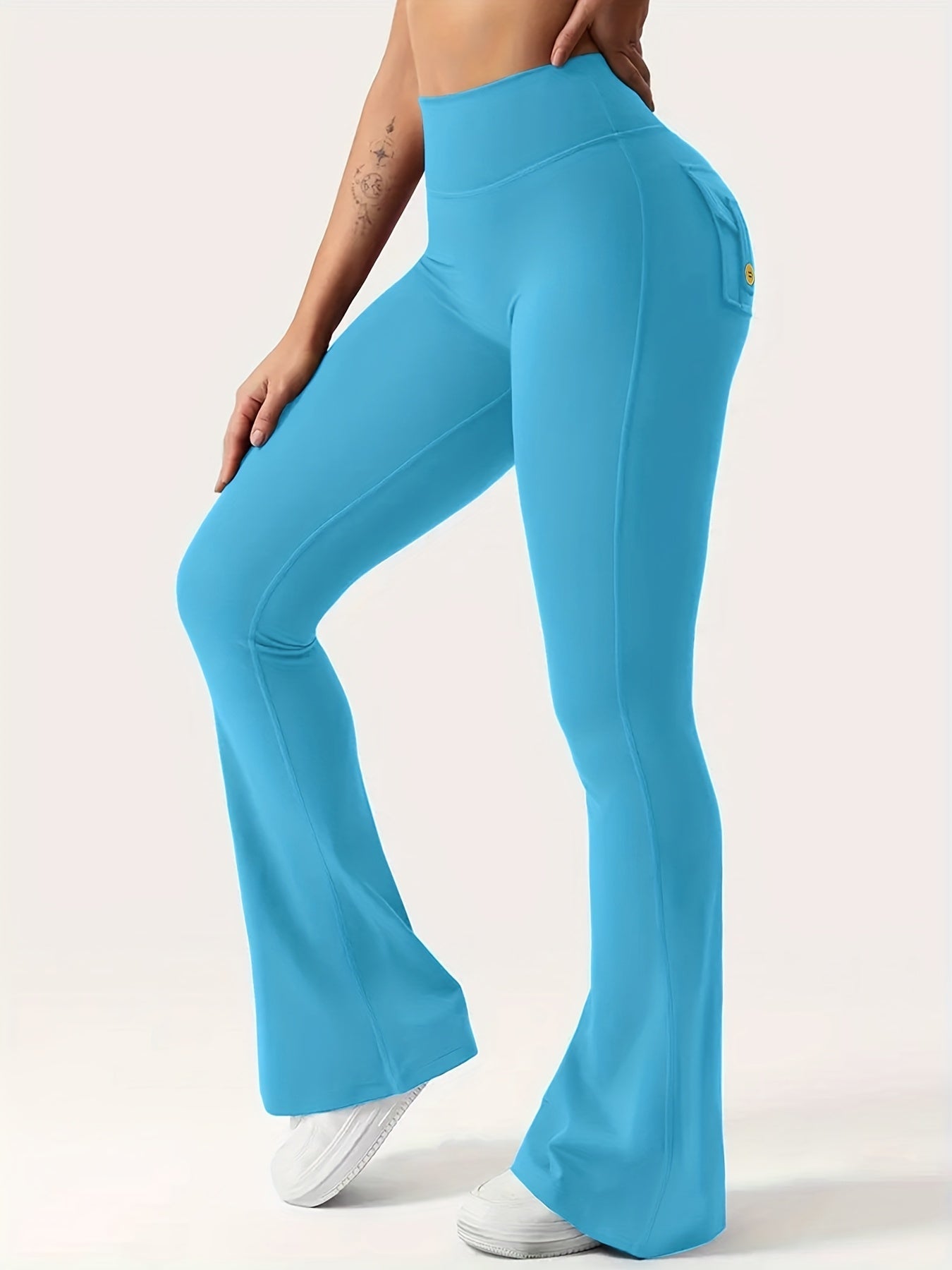 Women's High Waist Flare Yoga Pants Scrunch Butt Lift Leggings with Pocket Squat-Proof 4-Way Stretch Sweat-Wicking Sportswear for Gym Running Workout – 7 Colors S-XL