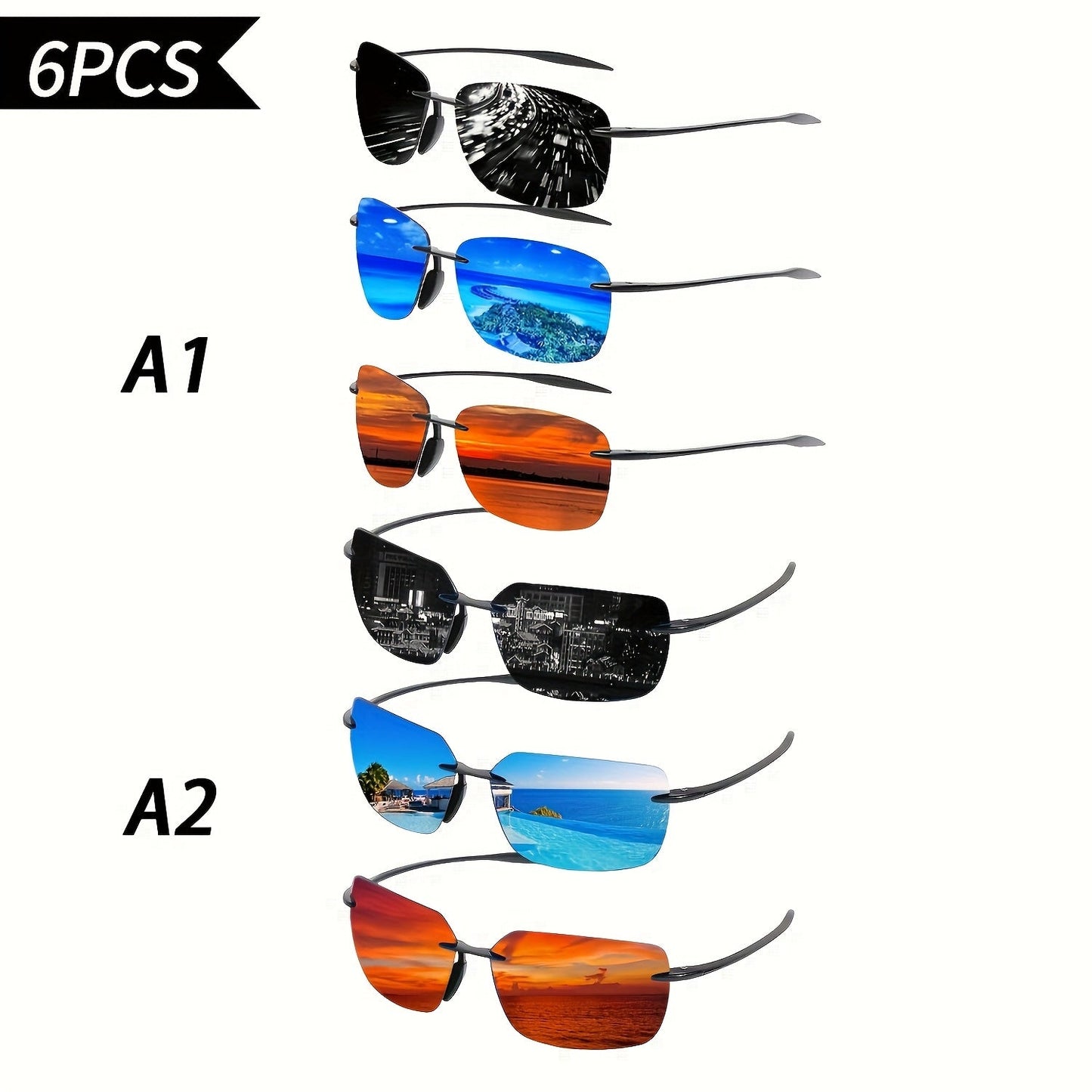Polarized Sunglasses for Men – 3 or 6 Pack UV400 Protection Anti-Glare HD Lenses, Lightweight PC Frame, Driving & Outdoor Sports Glasses, Bulk Gift Set for Him