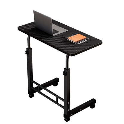 Height Adjustable Rolling Laptop Table with 4 Wheels & Dual Shelves – Mobile Workstation Desk for Bedside Dorm Office Living Room, Sturdy Steel Frame Space-Saving Design