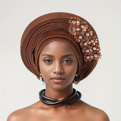 African Nigerian Gele Hat Layered Applique Headpiece Women Wedding Tea Party Fascinator Traditional Headwear 15 Colors Mother's Day Gift