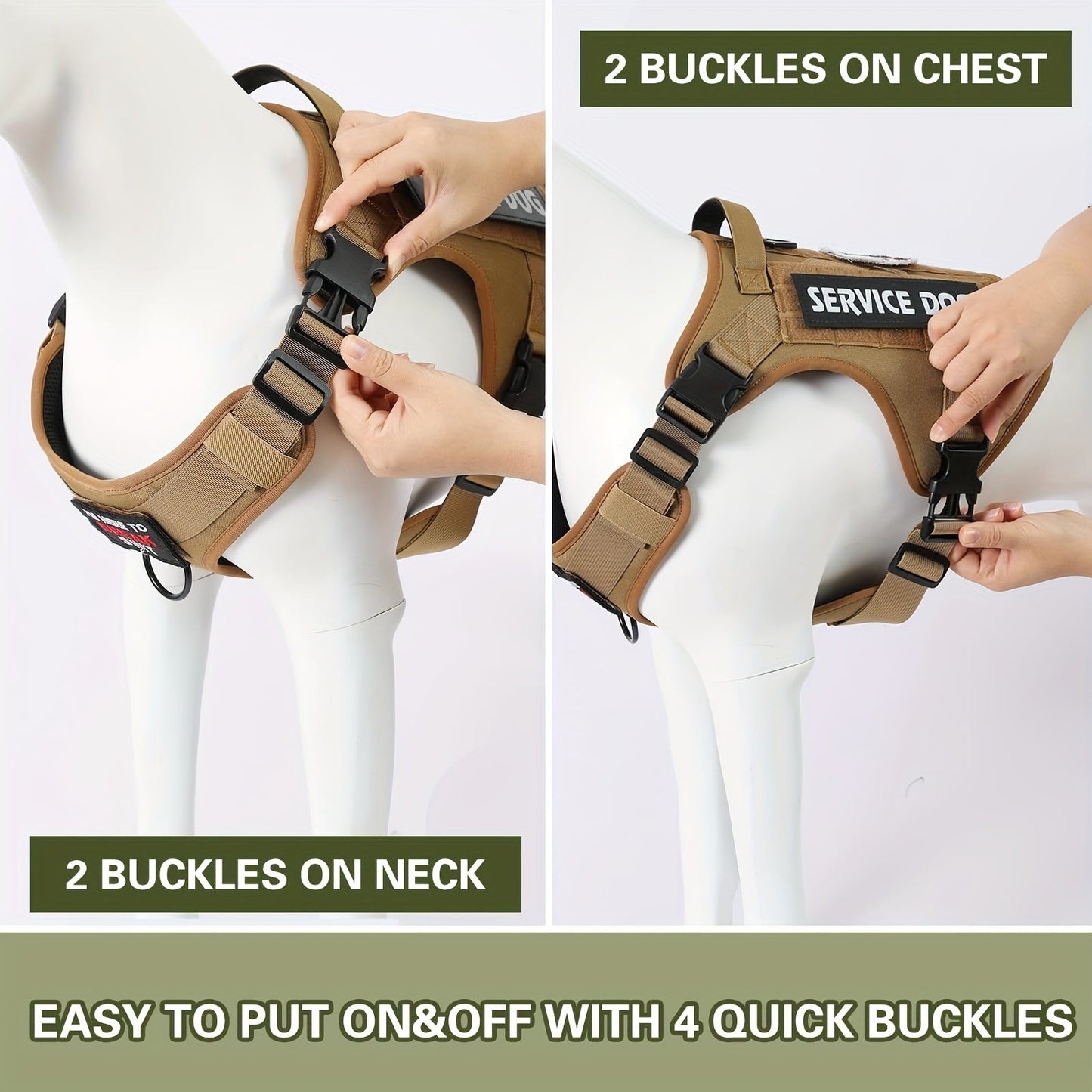 Tactical Dog Chest Harness – Military-Style No-Pull Pet Vest with Control Handle, Adjustable Secure Fit for Active Dogs, Solid Pattern, Sizes S to XL, Ideal for Training Hiking Walking