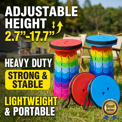 Collapsible Folding Stool 2-Pack Portable Lightweight 400LB Capacity - Retractable Camping Fishing Hiking Kitchen BBQ Indoor Outdoor Seat