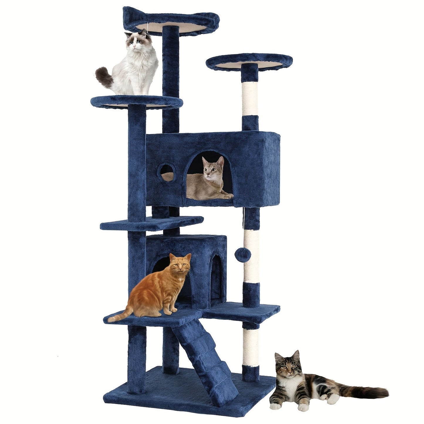 Multi-Level Cat Tree Tower with Scratching Post, Perches & Plush Apartments – Space-Saving Indoor Cat Climbing Frame & Activity Center, Heights 36–80 Inch, 6 Colors