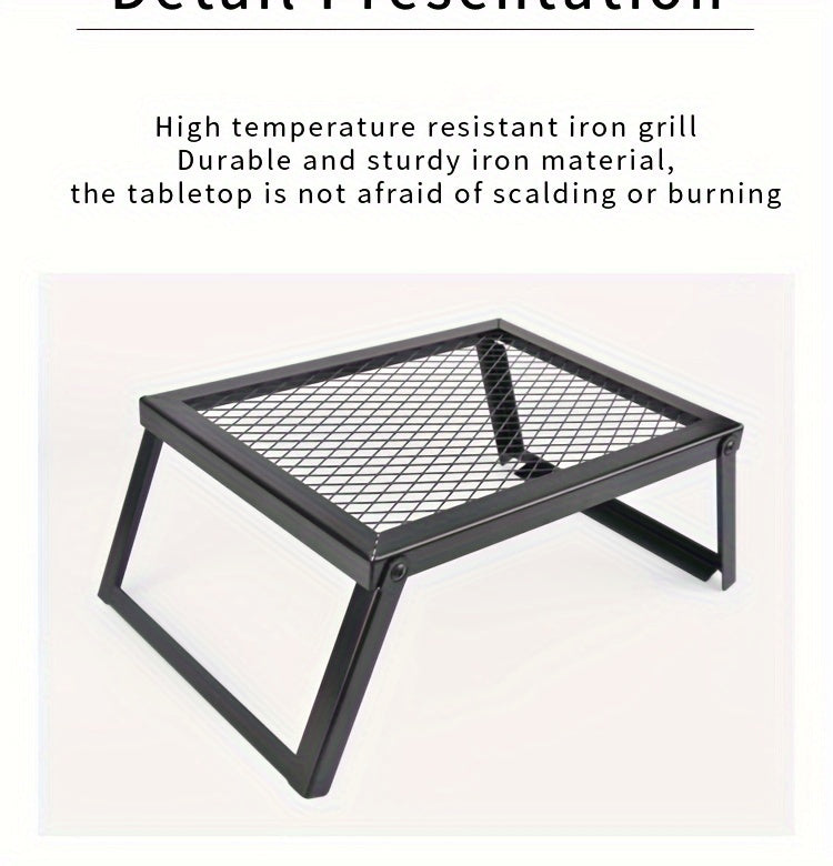 Heavy Duty Bonfire Campfire Grill with Firewood Rack – Outdoor BBQ Grill for Camping, RV, Picnic & Backyard, Includes Storage Bag, Food Clips & Cleaning Cloth, Perfect Men's Gift