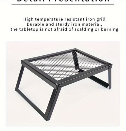 Heavy Duty Bonfire Campfire Grill with Firewood Rack – Outdoor BBQ Grill for Camping, RV, Picnic & Backyard, Includes Storage Bag, Food Clips & Cleaning Cloth, Perfect Men's Gift
