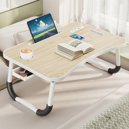 Lap Desk Bed Tray for Laptop & Eating – Large Breakfast Tray with Cup Holder & Drawer for Sofa Couch Floor Sitting, Study Reading Writing Portable Lap Table