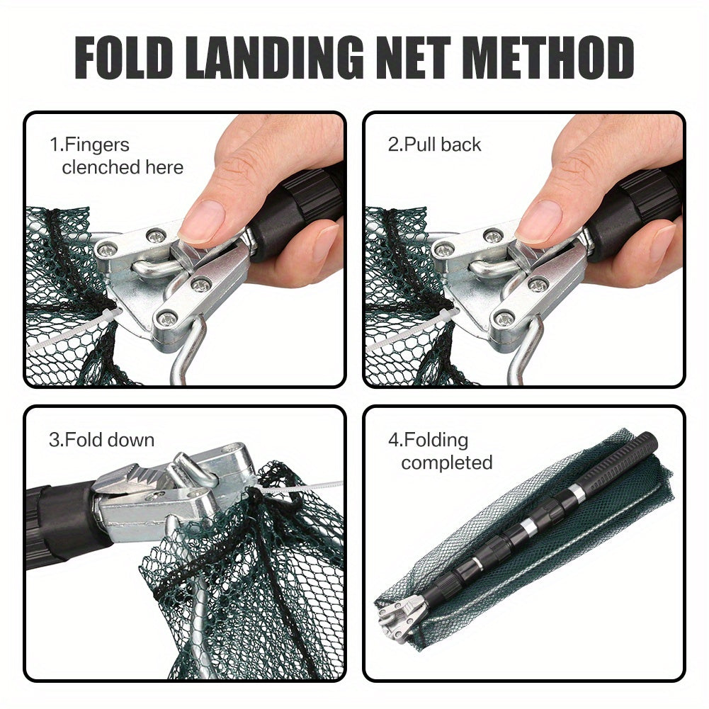 Foldable Telescoping Fishing Landing Net with Aluminum Alloy Frame – Extendable Handle 21.7–75 Inch for Bass, Trout & Fly Fishing, Professional Portable Collapsible Fish Net
