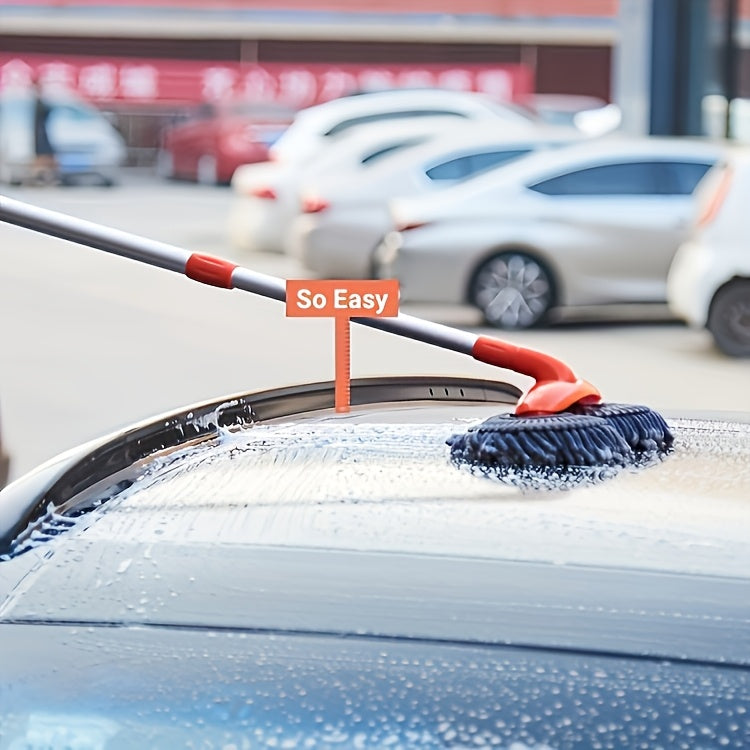 Adjustable Microfiber Car Cleaning Mop & Brush Set – Extendable Handle Wash Mop for Cars & Trucks, Soft Microfiber Brush for Scratch-Free Exterior Cleaning, Flawless Shine Every Time