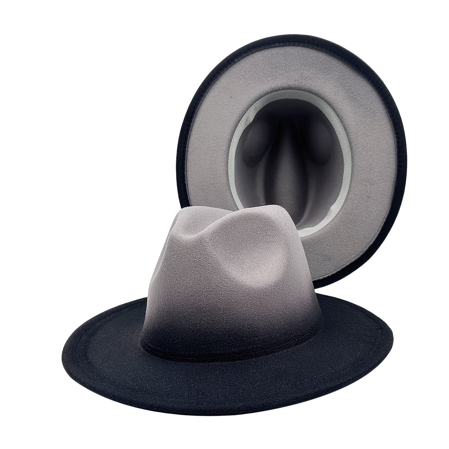 Wide Brim Fedora Hat for Women and Men Two Tone Gradient Color Jazz Panama Cap Unisex Classic Fashion Hat Multiple Colors
