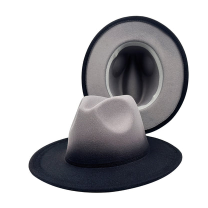 Wide Brim Fedora Hat for Women and Men Two Tone Gradient Color Jazz Panama Cap Unisex Classic Fashion Hat Multiple Colors