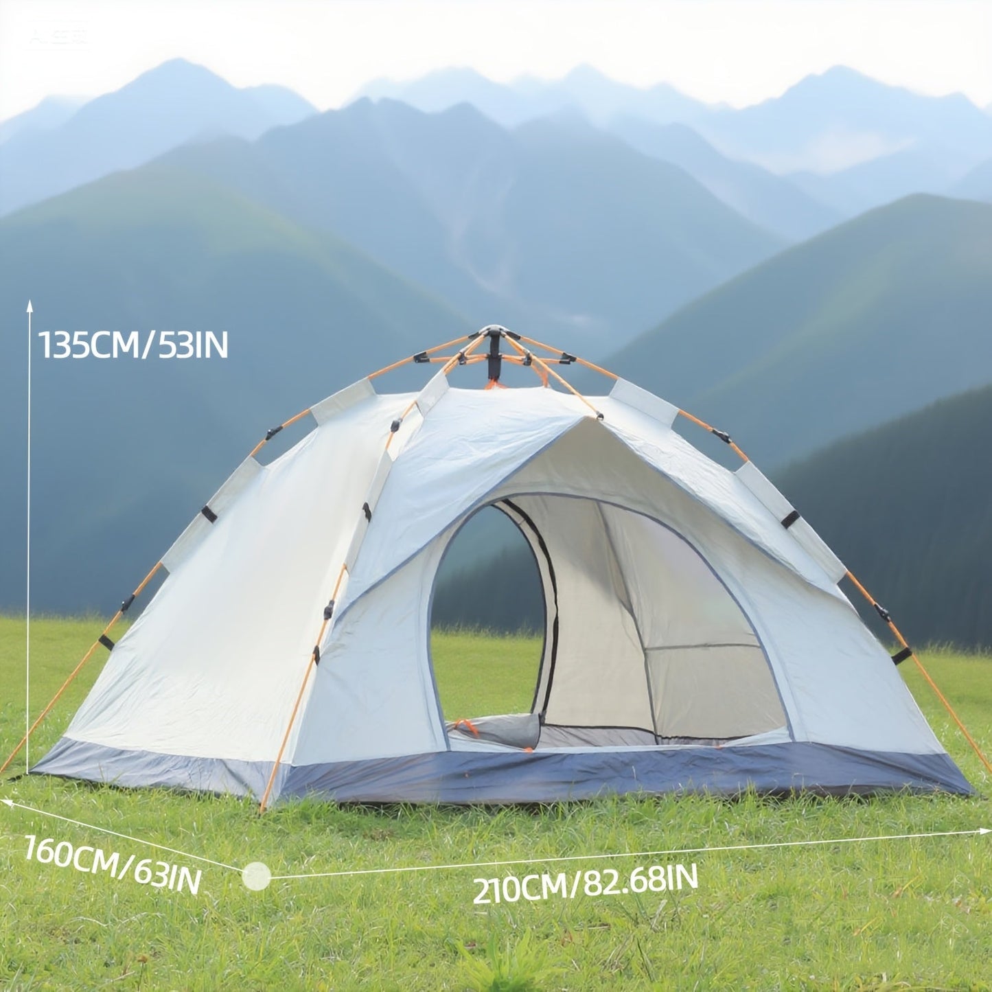 4-Person Pop-Up Camping Tent Instant Setup with UV Protection Insect Netting & Sunshade, Automatic Family Tent Dark Green for Beach Park Camping Hiking Outdoor Adventures, Sturdy Zipper & Support Pole