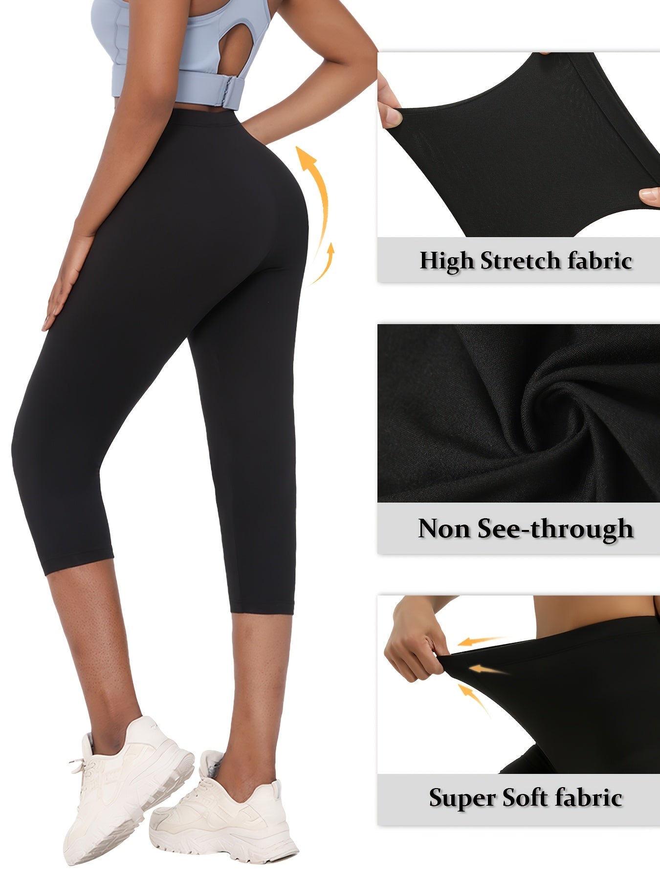 5 Pack Women's High-Elastic Capri Leggings – Opaque Non-See-Through 7/8 Length Workout Pants, 92% Polyester 8% Elastane Athletic Tights for Gym Running Yoga, Machine Washable, XS-XXL Mixed Colors