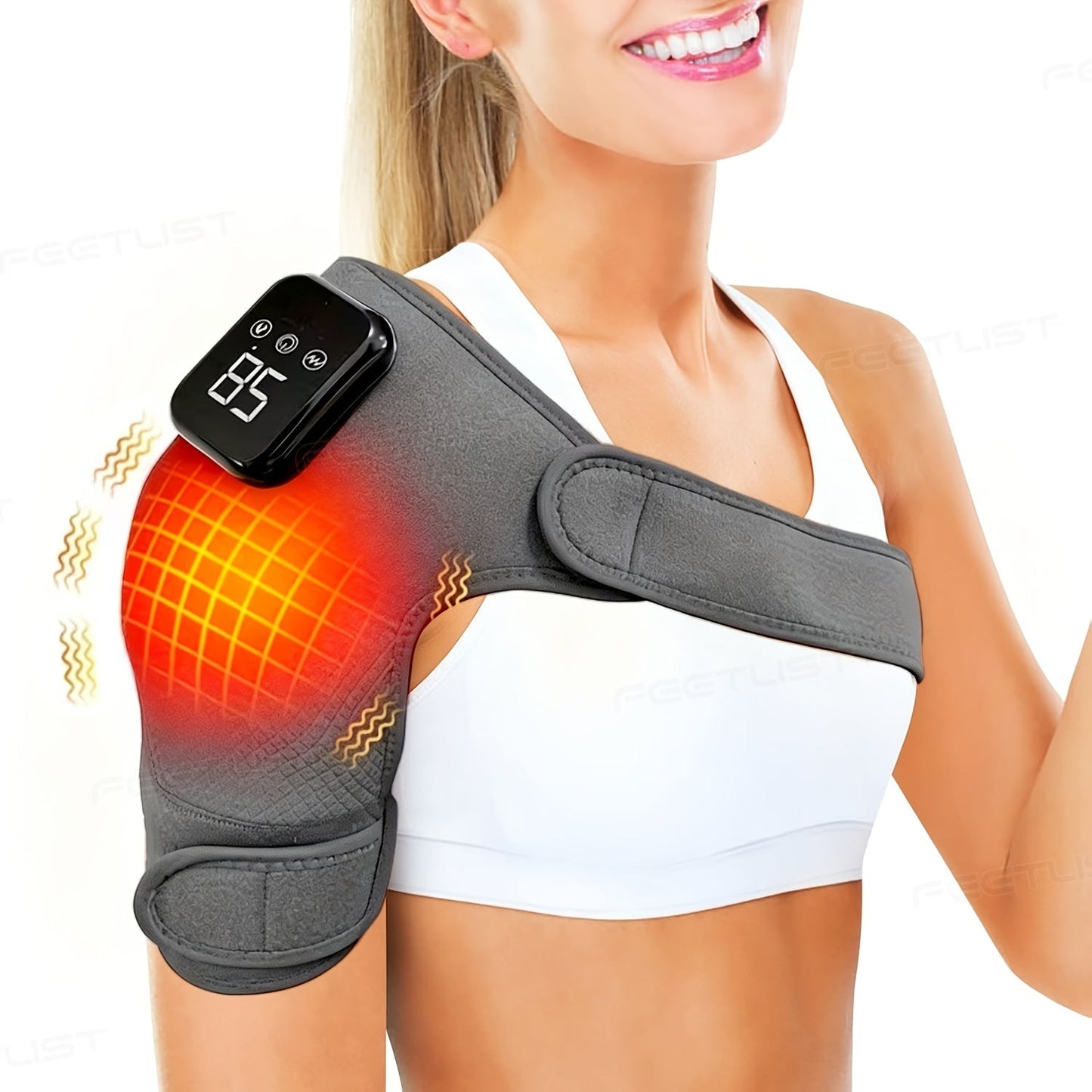 Cordless Shoulder Heating Massager with Vibration – 3 Heat & 3 Vibration Levels, LED Touch Screen, Electric Heating Pad for Shoulder, Elbow & Knee Pain Relief, Gift for Parents & Father’s Day
