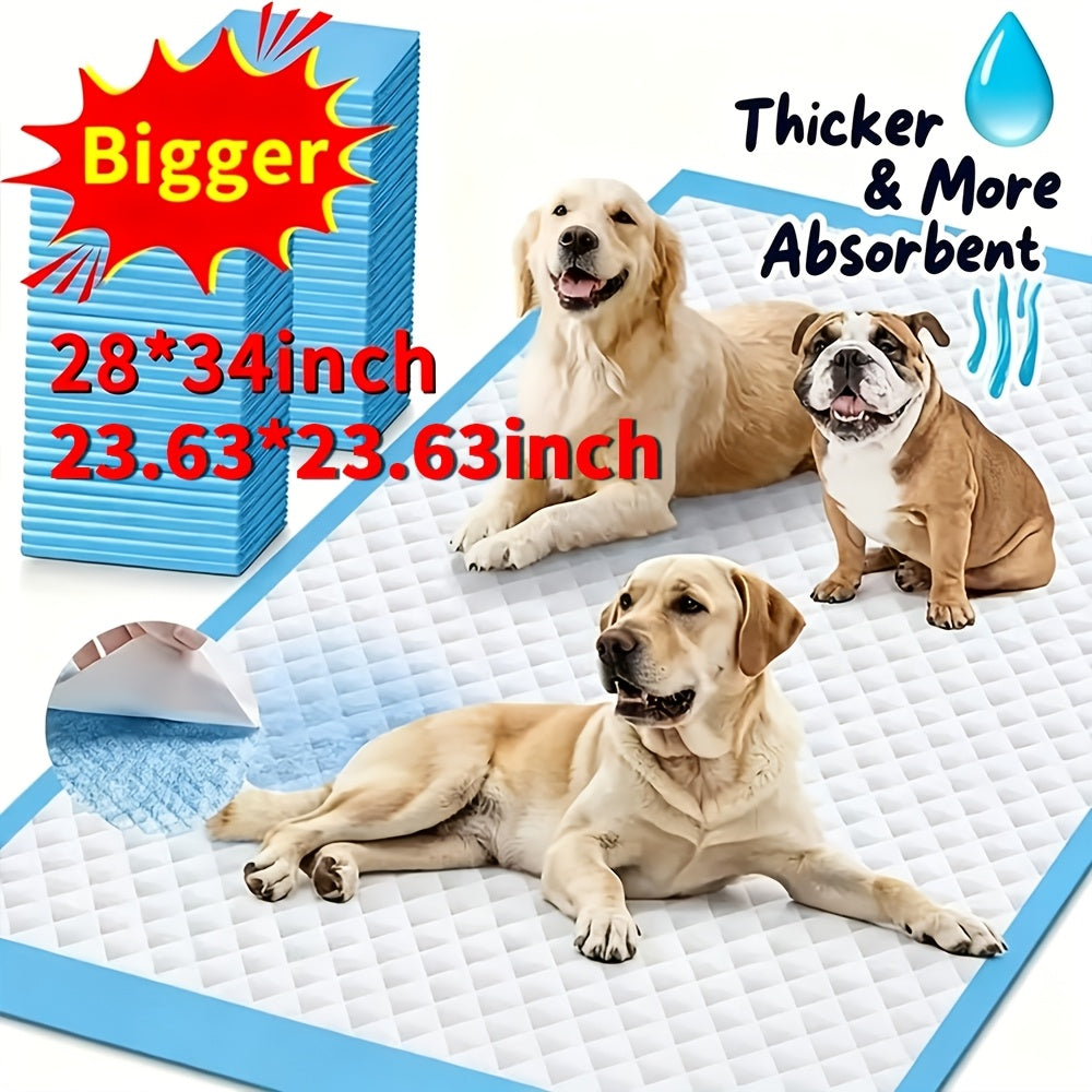 Super Absorbent Dog Pee Pads 80 and 100 Pack Enlarged Thickened - Leak-Proof Odor Control Training Pads 28x34 Inch for Medium and Large Dogs, Must-Have for Home Camping and Travel