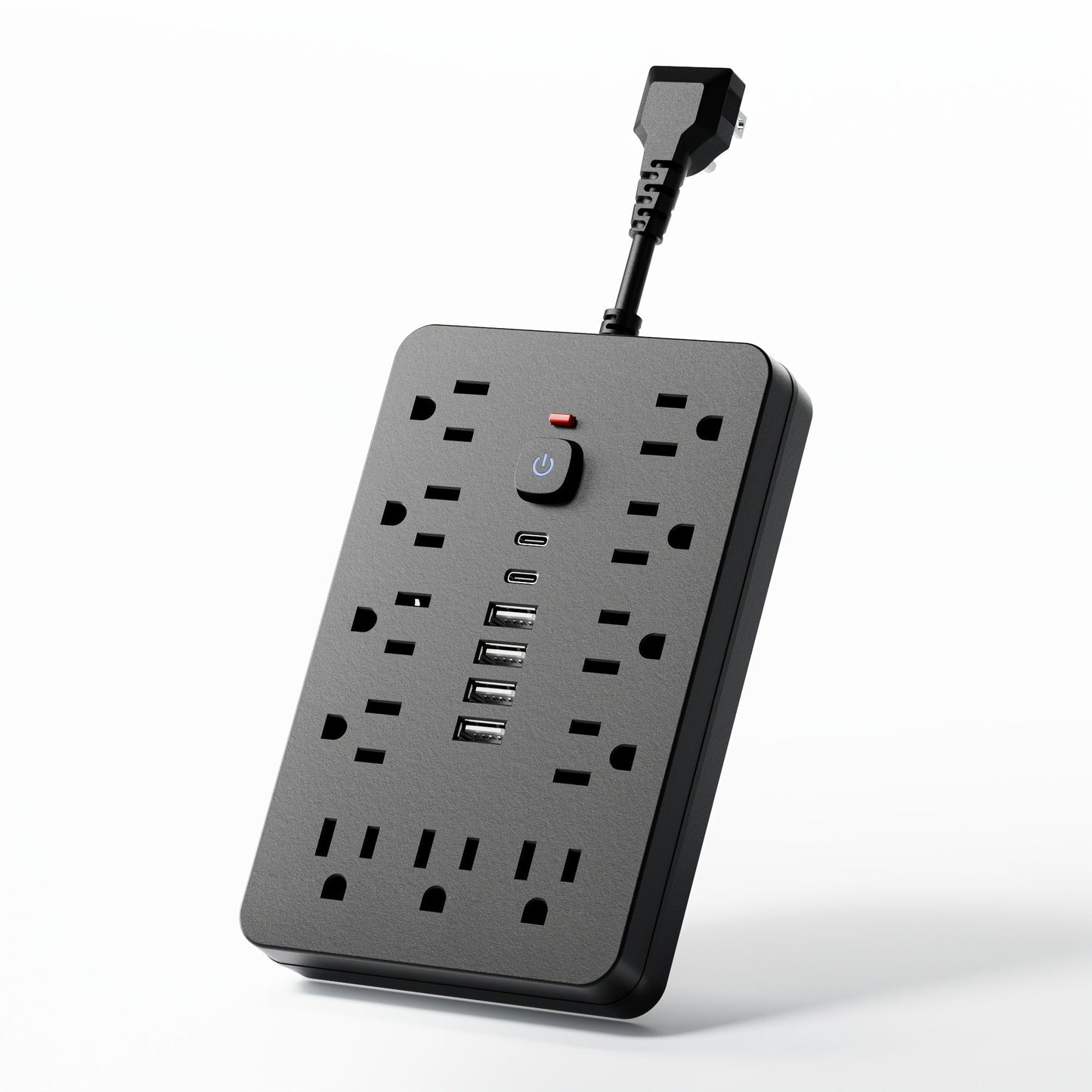 Surge Protector Power Strip 11 AC Outlets | 4 USB-A & 2 USB-C Ports, Overload Protection, Short/5FT/10FT Extension Cord – Multi-Outlet Power Socket for Home, Office, Desk & School – White & Black