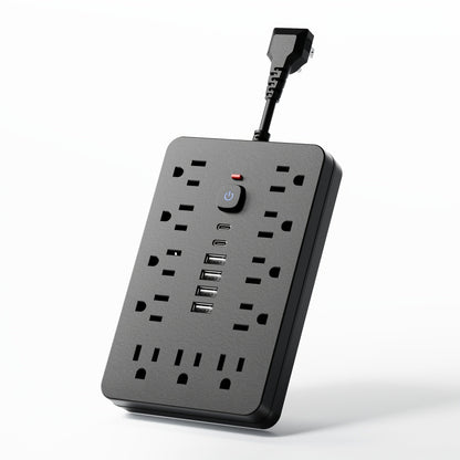 Surge Protector Power Strip 11 AC Outlets | 4 USB-A & 2 USB-C Ports, Overload Protection, Short/5FT/10FT Extension Cord – Multi-Outlet Power Socket for Home, Office, Desk & School – White & Black