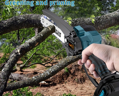 Mini Cordless Chainsaw Portable Handheld Electric Tree Cutter Splash Guard Security Lock Rechargeable for Garden Yard