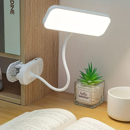 Adjustable LED Gooseneck Desk Lamp – Touch Control, Dimmable, Color Temperature Adjustment, USB & 18650 Rechargeable Battery Powered, Sunshade Indoor Task Light, White