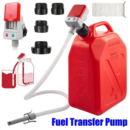 Automatic Fuel Transfer Pump with Auto-Stop - 51 Inch Extra Long Hose, 3.2 Gallons Per Minute, Battery or USB Powered, 4 Can Adapters, Portable Gas Can Pump for Gasoline, Diesel and Oil Transfer