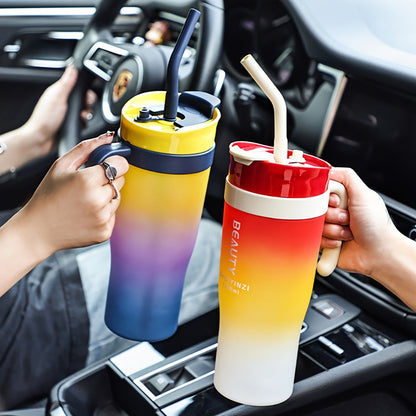 3-Pack Water Bottles Set 46oz 27oz 9.5oz with Straw Lid & Handle – BPA-Free Insulated Travel Cups for Gym Hiking Camping Fitness & Outdoor Sports, Leak-Proof Reusable Drinking Bottles