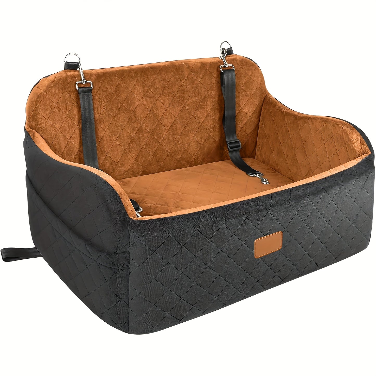 Dog Car Seat for Medium Large Dogs – Washable Memory Foam Pet Travel Car Bed with Seat Belt Pass-Through, Adjustable Straps & 3-Point Installation, Gray Black Brown All Black Black Gray