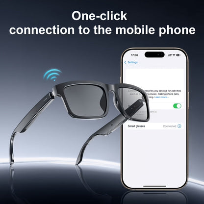 AI Smart Glasses with 8MP HD Camera Touch Control ChatGPT Real-Time Translation Wireless Calling Blue Light Protection Noise Reduction Dual Mics Photochromic Lens for Cycling Driving Travel Office