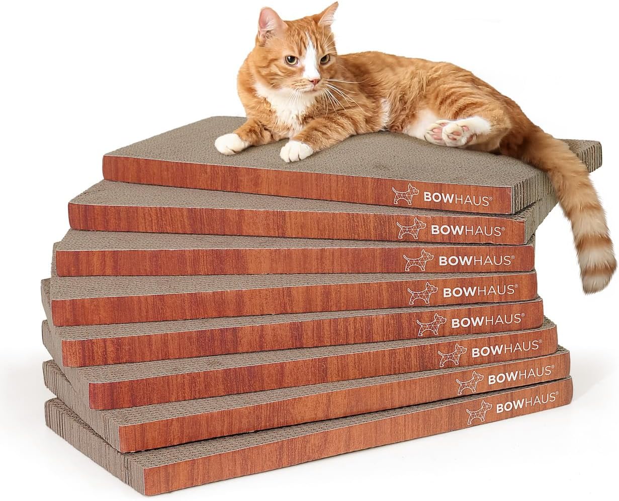 CAPHAUS Reversible Cat Scratcher Lounger – Large 5-Layer High-Density Cardboard Scratching Pad & Board, 16.9 x 8.5 Inch, Protects Furniture, Fits Multi-Cat Households & Large Paw Breeds