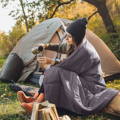 Outdoor Camping Puffy Blanket Foldable Lightweight Warm DWR Water Resistant with 3D Eye Mask 140x200cm for Camping Travel Car Beach Stadium Hammock Sofa Festival