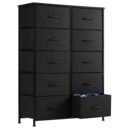 Drawer Cabinet with Metal Frame & Hardwood Top – Home Office Storage Organizer, 2 to 10 Drawers, Assembly Required – White, Grey, Black, Rustic Brown – Bedroom, Living Room & Office Filing Cabinet