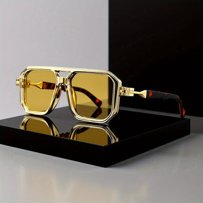 Oversized Square Frame Sunglasses Unisex UV Protection Retro Tortoiseshell Arms Men Women Travel Beach Daily Wear Includes Case and Cleaning Cloth 6 Colors