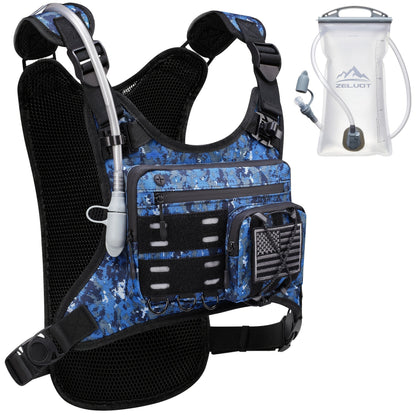 Running Hydration Vest with 3L Water Bladder Lightweight Adjustable Chest Pack Reflective Gear Holder for Men Women Marathon Trail Running Hiking Black Gray Camo Olive