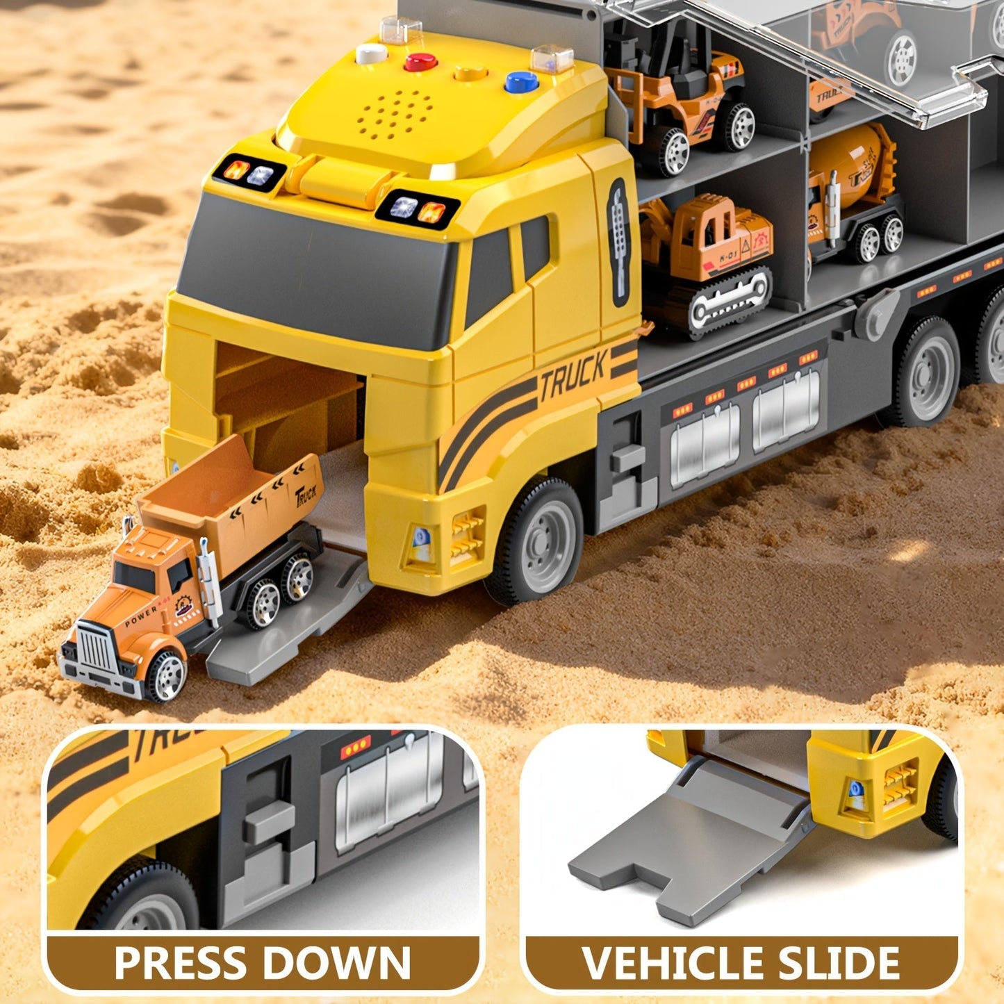 13-in-1 Construction Truck Toy Set with Die-Cast Cars, Play Mat & Transport Carrier – Kids Vehicle Playset for Ages 3+, Perfect Christmas & Birthday Gift
