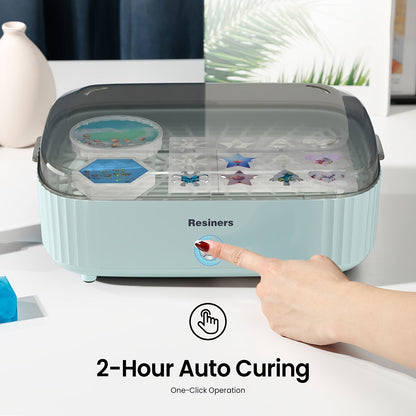 UV Resin Curing Machine with Large Tray & Auto 2-Hour Timer - Air Curing Station for Resin Art, Jewelry Casting & Crafts, Resin Dryer for Beginners & Artists, Mint Green