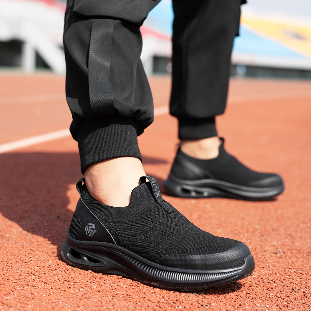 Steel Toe Work Shoes for Men Slip-On Lightweight Safety Sneakers Puncture-Resistant Non-Slip for Construction Warehouse Restaurant Black Grey Blue US 5.5-14