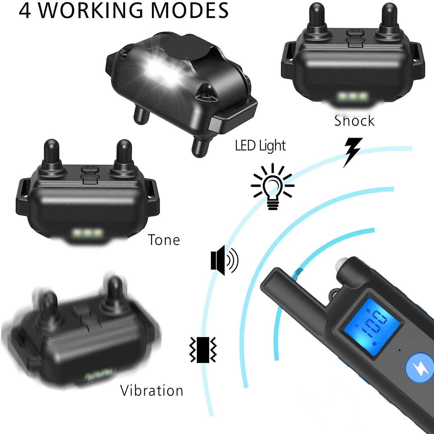 Dog Training Collar with Remote – Vibration & Sound Modes, Adjustable Nylon Strap for Small to Large Dogs, 1 Remote Controls 1, 2, or 3 Dogs