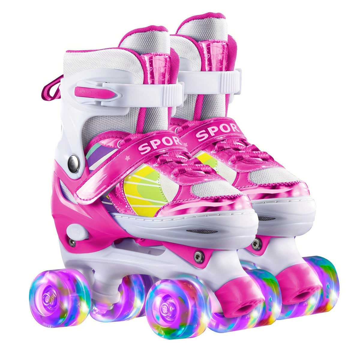 Kids Adjustable Roller Skates 3 Fit Levels Breathable Mesh Beginner Children Roller Skates 6 Colors Small Medium Large Little Kid Big Kid Youth Sizes Boys Girls Outdoor Indoor Skating