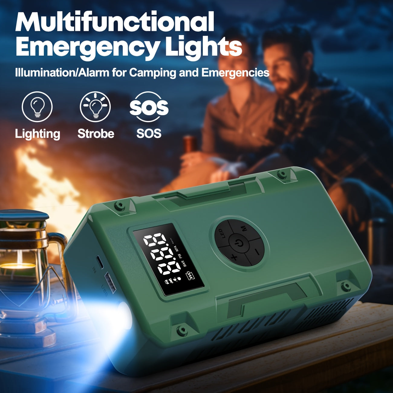 Car Jump Starter 10000A 7-in-1 with 150PSI Air Pump – Portable Battery Booster for Gas & Diesel Engines, High-Pressure Pump, Vehicle Emergency Kit, Power Bank