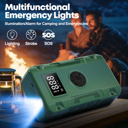 Car Jump Starter 10000A 7-in-1 with 150PSI Air Pump – Portable Battery Booster for Gas & Diesel Engines, High-Pressure Pump, Vehicle Emergency Kit, Power Bank