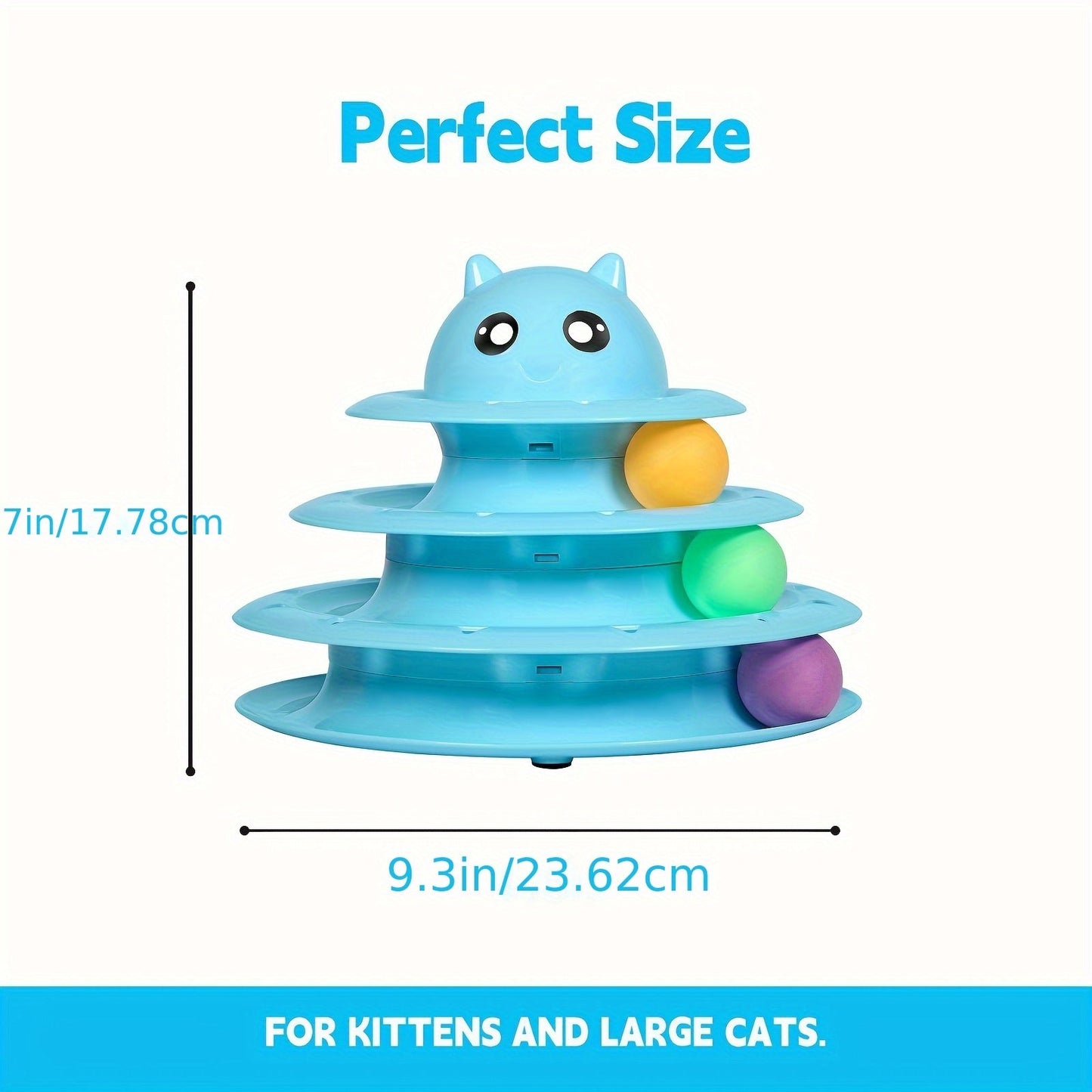3-Tier Turntable Cat Toy with 6 Colorful Balls – Interactive Mental & Physical Stimulation Toy for Kittens & Cats, Anti-Slip Base, No Battery Needed, Red Green Pink Blue