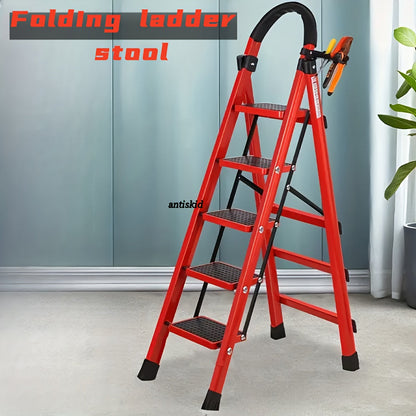 Heavy Duty Folding Step Ladder 500 Lbs Capacity - 2/3/4/5 Step Portable Non-Slip Ladder, Lightweight Durable Plastic, Foldable Step Stool for Home, Kitchen, Office & Industrial Use