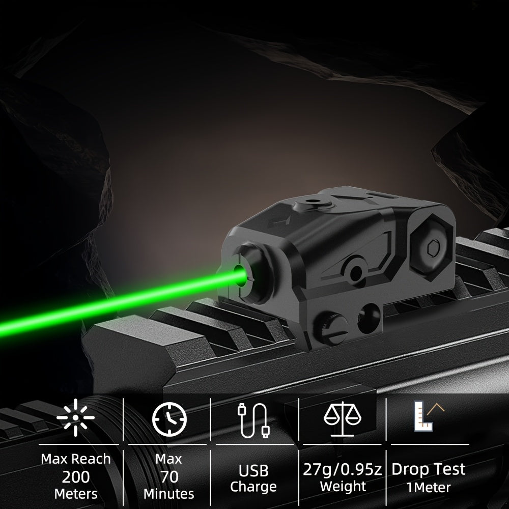 USB-C Rechargeable Laser Sight for Picatinny Rail – Green & Red Laser Dot Sight with Tactical Flashlight Combo, Vibration-Resistant, Quick Adjust, for Handguns Rifles Hunting Competition