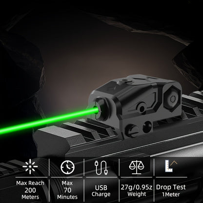 USB-C Rechargeable Laser Sight for Picatinny Rail – Green & Red Laser Dot Sight with Tactical Flashlight Combo, Vibration-Resistant, Quick Adjust, for Handguns Rifles Hunting Competition