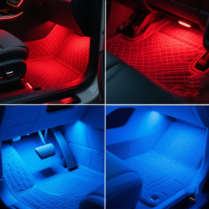 RGB Car LED Interior Light Kit 4-Piece Footwell Underglow Strip Lights, 16 Colors USB Powered with Remote, DIY Ambient Lighting for All Vehicles Cars Trucks SUVs